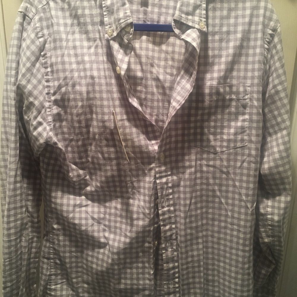 Sonoma Men’s Grey Gingham Long Sleeve Button Up